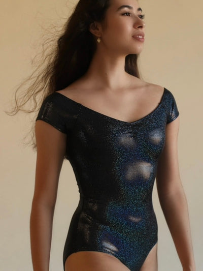 BLACK Sparkle Cap Sleeve with Pinch