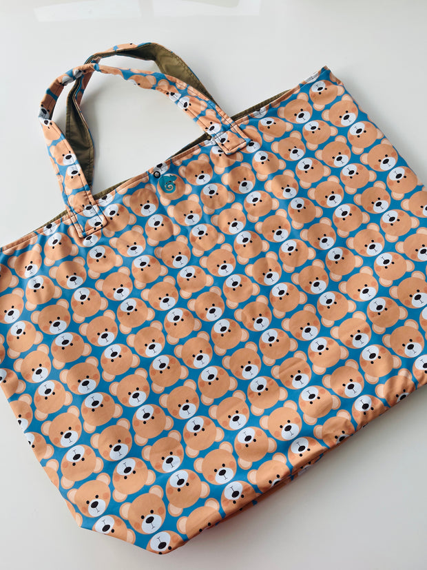 Tuck Away Tote - Blue Patterned Tote Bag