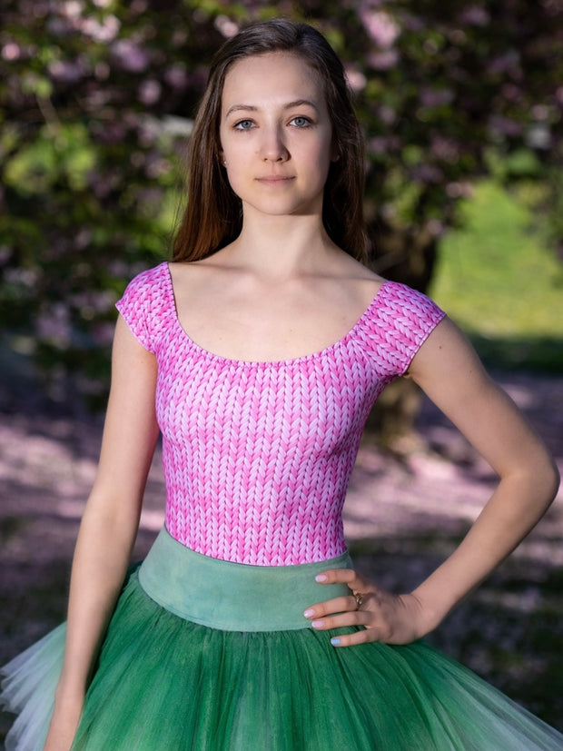 Rachel's Bubblegum Knit Pink Cap Sleeve